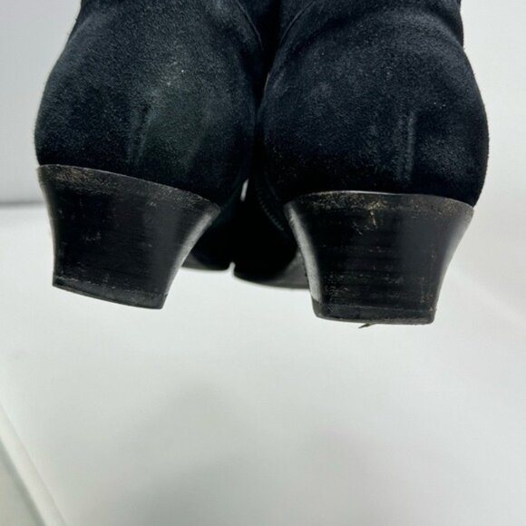 Aquatalia Black Suede Ankle Boots Block Heel Zipper Pointed Toe Size 7.5 - Picture 10 of 16